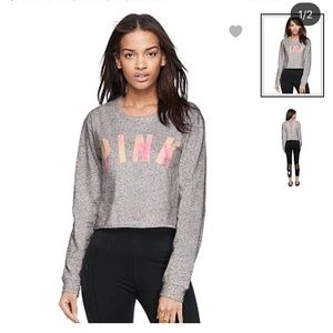 NWT. Vs pink long sleeve crop top (small)